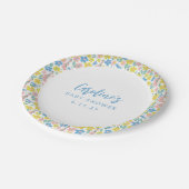 ボホブルーイエローディティフローラカスタムベビーシャワー ペーパープレート (アングル)