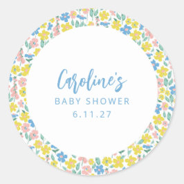 ボホブルーイエローディティフローラカスタムベビーシャワー ラウンドシール