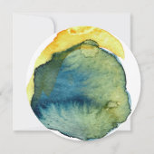 ボホブルーイエロー抽象芸術水色結婚ズ 招待状 (裏面)