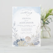 ボホブルーウォーターカラービーチ結婚式 招待状 (スタンド正面)