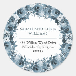 ボホブルーウォーターカラーフローラリース差出人住所 ラウンドシール