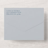 ボホブルーウォーターカラーフローラルパター結婚ン オールインワン招待状 (裏面)