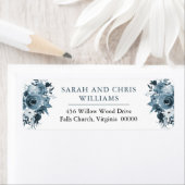 ボホブルーウォーターカラーフローラ差出人住所 ラベル (インサイチュ)