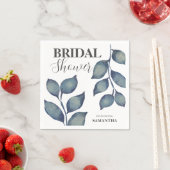 ボホブルーウォーターカラーリーフブライダルシャワー スタンダードカクテルナプキン (インサイチュ)