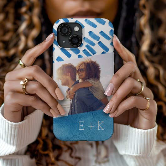 ボホブルーウォーターカラー抽象芸術 |写真モノグラムの Case-Mate iPhoneケース