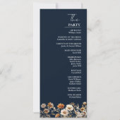 ボホブルーエレガントワイルドフラワー結婚式 プログラムカード 招待状 (裏面)