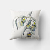 ボホブルーオリーブブランチ水カラーハンド色彩の鮮やか クッション (裏面)