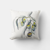 ボホブルーオリーブブランチ水カラーハンド色彩の鮮やか クッション (正面)