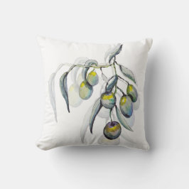 ボホブルーオリーブブランチ水カラーハンド色彩の鮮やか クッション