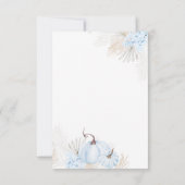 ボホブルーカボチャ男の子秋の赤ちゃんシャワー サンキューカード (裏面)