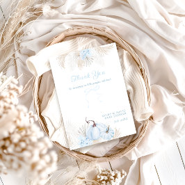 ボホブルーカボチャ男の子秋の赤ちゃんシャワー サンキューカード