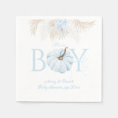 ボホブルーカボチャ男の子秋の赤ちゃんシャワー スタンダードカクテルナプキン (正面)