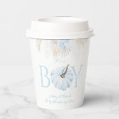 ボホブルーカボチャ男の子秋の赤ちゃんシャワー 紙コップ (裏面)