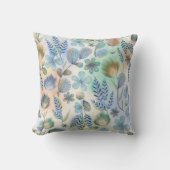 ボホブルーグリーンお洒落フローラ植物学 クッション (正面)