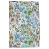 ボホブルーグリーンお洒落フローラ植物学 ミディアムペーパーバッグ (正面)