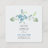 ボホブルーグリーン水色彩の鮮やか色花 スクエア名刺 (裏面)