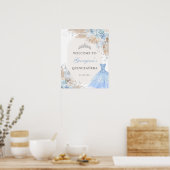 ボホブルーシルバーキンセアニラ15誕生日へようこそ ポスター (キッチン)