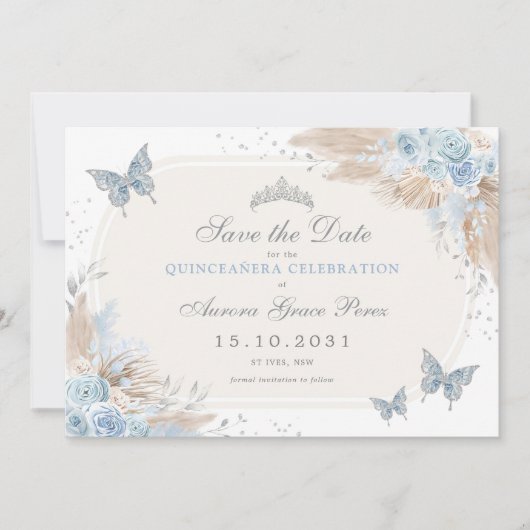 ボホブルーシルバーフローラキンセアニェラ保存日 案内状 (正面)