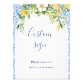 ボホブルータイルとレモ結婚ンのアーチテーブルサイン フォトプリント (正面)