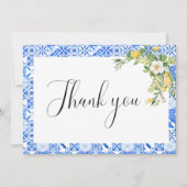 ボホブルータイルレモンブライダルシャワーサンキューカード 案内状 (正面)