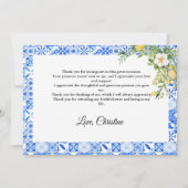 ボホブルータイルレモンブライダルシャワーサンキューカード 案内状 (裏面)