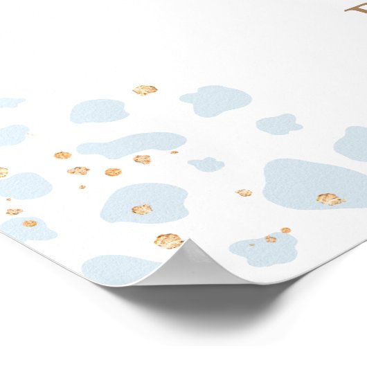 ボホブルーハイランドカウカ男の赤ちゃんシャワーウェルカム ポスター (角)