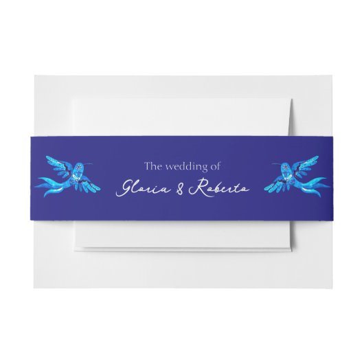 ボホブルーハミングバーズメキシカン結婚クス 招待状ベリーバンド (正面例)