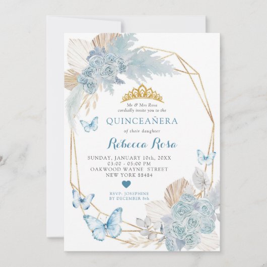 ボホブルーバタフライジオグラフィティカルキンセニェラ 招待状 (正面)