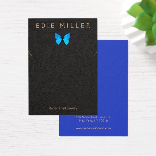 ボホブルーバタフライネックレスブレスレットディスプレイカード (デスク)