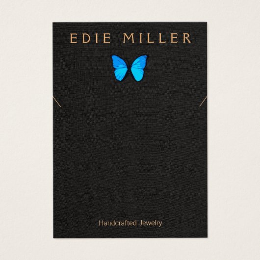 ボホブルーバタフライネックレスブレスレットディスプレイカード (正面)