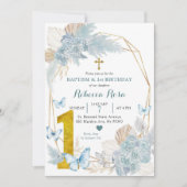 ボホブルーバタフライバプテスムアンドファースト誕生日 招待状 (正面)