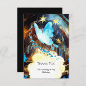 ボホブルーバタフライ誕生日 サンキューカード (正面/裏面)