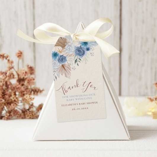 ボホブルーバラテディベア付きバルーン ギフトタグ