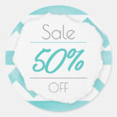 ボホブルーパターンストアプロモーション販売ステッカー ラウンドシール (正面)