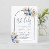 ボホブルーパンパスグラスベビーシャワーボーイ招待状 招待状 (スタンド正面)