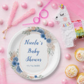 ボホブルーパンパスグラスベビーシャワー ペーパープレート (パーティー)