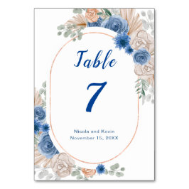 ボホブルーパンパスグラス結婚ズのテーブル番号 テーブルナンバー