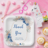 ボホブルーパンパスグラス ペーパープレート (パーティー)