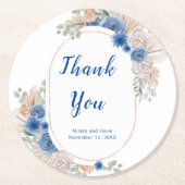 ボホブルーパンパスグラス ラウンドペーパーコースター (正面)