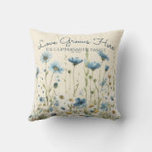 ボホブルーパーソナライズされたワイルドフラワー、デイジーファミリー クッション (裏面)