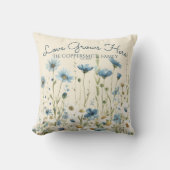 ボホブルーパーソナライズされたワイルドフラワー、デイジーファミリー クッション (正面)