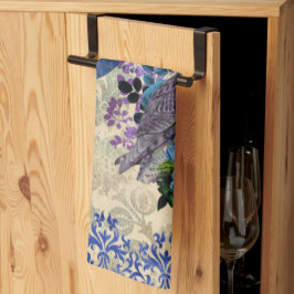 ボホブルーパープルフクロウムーン キッチンタオル