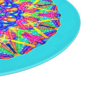 ボホブルーピンクイエローマンダラカット盤 カッティングボード (角)