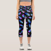 ボホブルーピンク羽毛模様 カプリレギンス (正面)