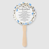 ボホブルーピーニーリース金ゴールド結婚式 プログラム ハンドファン (正面)