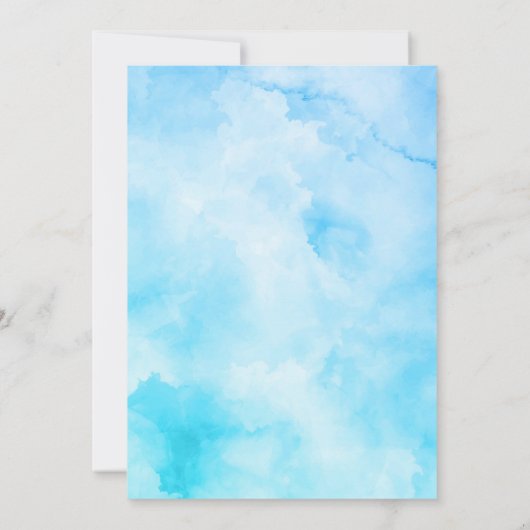 ボホブルーフラワーズ水彩赤ちゃんシャワー 招待状 (裏面)