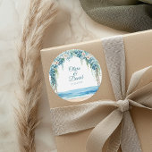 ボホブルーフローラアーチビーチ結婚式 ラウンドシール