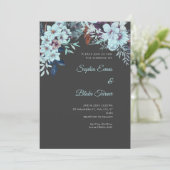 ボホブルーフローラウィンターシャドーグレー結婚ズ 招待状 (スタンド正面)