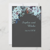 ボホブルーフローラウィンターシャドーグレー結婚ズ 招待状 (裏面)