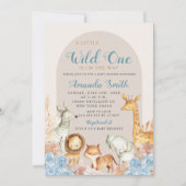 ボホブルーフローラサファリベイビーシャワー招待状 招待状 (正面)